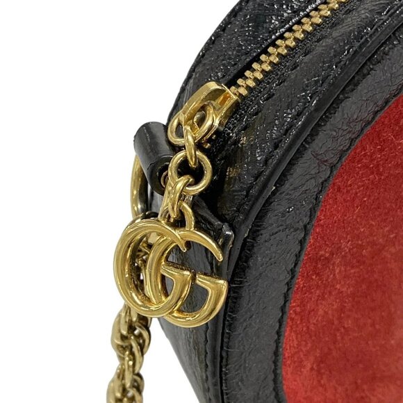 Auth GUCCI Ophidia 550618 Red Black Navy Suede Leather Shoulder Bag - Picture 10 of 16